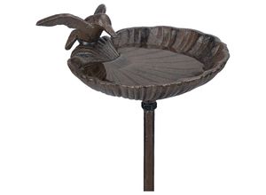 4052025396800 - Vogeltränke zum Stecken Wasserschale mit Vogel frostsicher Gartenstecker 100 cm hoch Gusseisen braun - Relaxdays