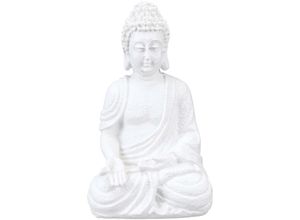 4052025398231 - Relaxdays - Buddha Figur sitzend 175 cm hoch Garten Dekofigur wetterfest & frostsicher Dekoskulptur Wohnzimmer weiß