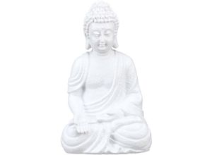 4052025398248 - Relaxdays - Buddha Figur Polyresin wetterfest & frostsicher Gartendeko HxBxT 30x195x12 cm Indoor & Outdoor weiß