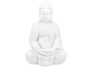 4052025398279 - Relaxdays - Buddha Figur sitzend 70 cm hoch xl Garten Dekofigur wetterfest & frostsicher Dekoskulptur Wohnzimmer weiß