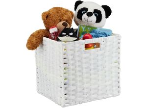 4052025400071 - Relaxdays - 1 x Aufbewahrungskorb quadratischer PP-Korb für Bad und Kinderzimmer Regalkorb geflochten 31x32x30 cm Korb weiß