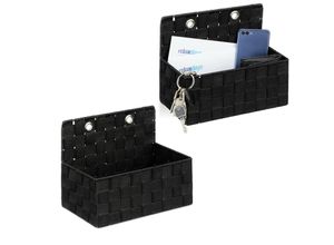 4052025400460 - Relaxdays - 2 x Aufbewahrungskorb hängend Organizer im Bad Flur Schlafzimmer Hängeaufbewahrung HxBxT 20x25x15 cm schwarz