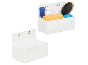 4052025400491 - Relaxdays - 2 x Aufbewahrungskorb hängend Organizer im Bad Flur Schlafzimmer Hängeaufbewahrung HxBxT 20 x 25 x 15 cm weiß