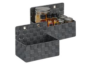 4052025400521 - Relaxdays - 2 x Aufbewahrungskorb hängend Organizer im Bad Flur Schlafzimmer Hängeaufbewahrung HxBxT 20 x 25 x 15 cm grau