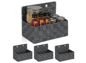 4052025400538 - Relaxdays - 4 x Aufbewahrungskorb hängend Organizer im Bad Flur Schlafzimmer Hängeaufbewahrung HxBxT 20 x 25 x 15 cm grau