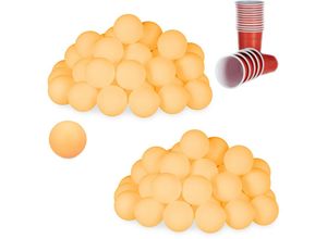 4052025401177 - Relaxdays - 96 x Beer Pong Bälle Tischtennisbälle aus Kunststoff für Bierpong ohne Aufdruck Ping Pong Bälle ø 38 mm orange