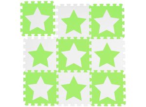 4052025402051 - Relaxdays - 9 tlg Puzzlematte Sterne 18 Puzzleteile eva Schaumstoff schadstofffrei Spielunterlage 08 m² weiß-grün