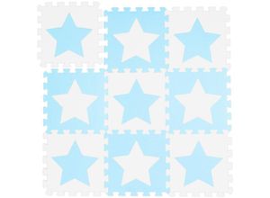 4052025402105 - Relaxdays - 9 tlg Puzzlematte Sterne 18 Puzzleteile eva Schaumstoff schadstofffrei Spielunterlage 08 m² weiß-blau