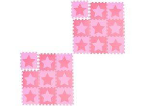 4052025402167 - Relaxdays - 18 tlg Puzzlematte Sterne 36 Puzzleteile eva Schaumstoff schadstofffrei Spielunterlage 16 m² rosa-pink