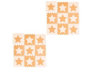 4052025402211 - Relaxdays - 18 tlg Puzzlematte Sterne 36 Puzzleteile eva Schaumstoff schadstofffrei Spielunterlage 16 m² orange-beige