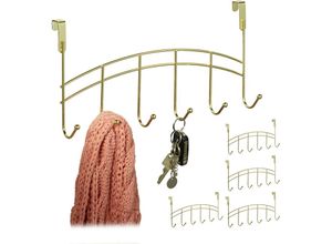 4052025402723 - Relaxdays - 5 x Türgarderobe 6 Haken zum Einhängen Metall Türhakenleiste Flur Schlafzimmer Bad HxBxT 20 x 40 x 9 cm gold 4052025402723 - Relaxdays - 5 x Türgarderobe 6 Haken zum Einhängen Metall Türhakenleiste Flur Schlafzimmer Bad HxBxT 20 x 40 x 9 cm gold