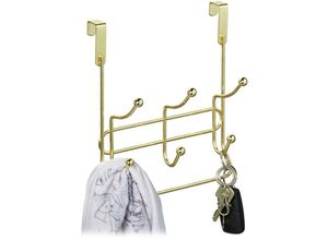 4052025402808 - 1 x Türgarderobe mit 3 Doppelhaken edle Türhakenleiste zum Einhängen Metall HxBxT 235 x 205 x 95 cm gold