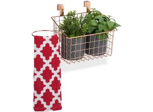 4052025403041 - Relaxdays - 1 x Einhängekorb Aufbewahrung für Schranktür & Heizung Küche & Bad Metall Drahtkorb hbt 225 x 38 x 20 cm kupfer