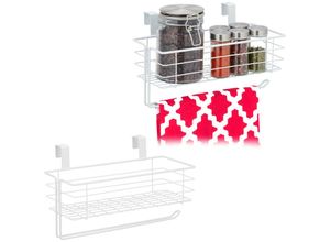 4052025403355 - 2 x Einhängekorb mit Küchenrollenhalter Aufbewahrung Küche & Badezimmer Drahtkorb HxBxT 18 x 31 x 17 cm weiß