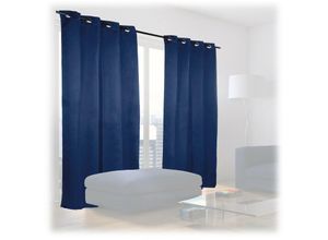 4052025404680 - Relaxdays - 2 x Vorhang HxB 245x135 cm Übergardine blickdicht & lichtundurchlässig Schlafzimmer Verdunkelungsvorhänge blau