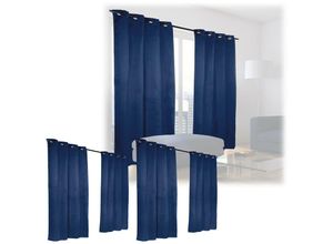 4052025404703 - Relaxdays - 6 x Vorhang HxB 245x135 cm Übergardine blickdicht & lichtundurchlässig Schlafzimmer Verdunkelungsvorhänge blau