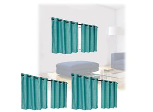 4052025404901 - Relaxdays - 6 x Vorhang HxB 90x135 cm Gardine blickdicht lichtundurchlässig Ösen Verdunkelungsvorhänge mit Muster grün