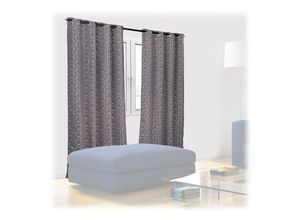 4052025405168 - Relaxdays - 2 x Vorhang HxB 245x135 cm Ösenvorhang blickdicht lichtundurchlässig Verdunkelungsvorhänge mit Muster grau-silber