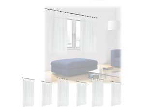 4052025405519 - Relaxdays - 8 x Gardine HxB 145x140 cm halbtransparente Vorhänge Vorhangschals Wohn- & Schlafzimmer Schlaufengardinen weiß