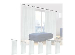 4052025405557 - Relaxdays - 8 x Gardine HxB 175x140 cm halbtransparente Vorhänge Vorhangschals Wohn- & Schlafzimmer Schlaufengardinen weiß