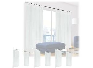 4052025405595 - Relaxdays - 8 x Gardine HxB 225x140 cm halbtransparente Vorhänge Vorhangschals Wohn- & Schlafzimmer Schlaufengardinen weiß