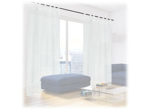 4052025405601 - Relaxdays - 2 x Gardine HxB 245x140 cm halbtransparente Vorhänge Vorhangschals Wohn- & Schlafzimmer Schlaufengardinen weiß