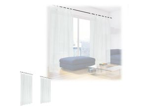 4052025405618 - Relaxdays - 4 x Gardine HxB 245x140 cm halbtransparente Vorhänge Vorhangschals Wohn- & Schlafzimmer Schlaufengardinen weiß