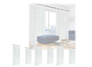 4052025405632 - Relaxdays - 8 x Gardine HxB 245x140 cm halbtransparente Vorhänge Vorhangschals Wohn- & Schlafzimmer Schlaufengardinen weiß