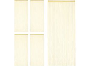 4052025405809 - 5 x Fadenvorhang 90x245 cm mit Tunneldurchzug Türvorhang kürzbar für Türen & Fenster Fadengardine waschbar beige