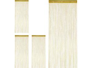 4052025406639 - Relaxdays - 4 x Fadenvorhang Glitzer 90 x 245 cm kürzbar Tunneldurchzug für Türen & Fenster waschbar Fadengardine gold