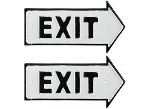 4052025408244 - Relaxdays - 2 x Exit Schild Dekoschild für Wand & Tür Antik-Design Pfeil rechts Beschilderung Gusseisen weiß schwarz