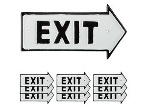 4052025408282 - Relaxdays - 10 x Exit Schild Dekoschild für Wand & Tür Antik-Design Pfeil rechts Beschilderung Gusseisen weiß schwarz