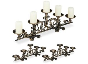 4052025409753 - 3 x Kerzenständer antik 5-armig Kerzenhalter Stumpenkerzen Shabby Chic Gusseisen HBT 20 x 59 x 95 cm bronze