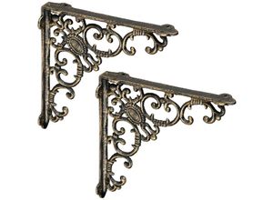 4052025410957 - Relaxdays - 2 x Regalwinkel antik Regalträger Gusseisen Barocke Ornamente Winkel für Regalboden Vintage Regalhalterung bronze