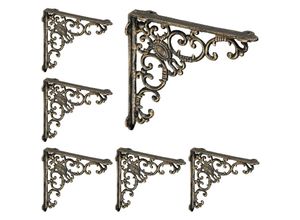 4052025410971 - Relaxdays - 6 x Regalwinkel antik Regalträger Gusseisen Barocke Ornamente Winkel für Regalboden Vintage Regalhalterung bronze