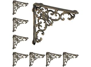 4052025410988 - Relaxdays - 8 x Regalwinkel antik Regalträger Gusseisen Barocke Ornamente Winkel für Regalboden Vintage Regalhalterung bronze