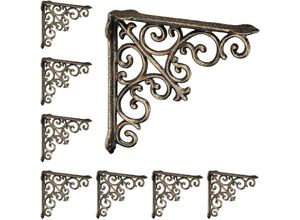 4052025411145 - 8 x Regalwinkel antik Regalträger Gusseisen Barocke Ornamente Winkel für Regalboden Vintage Regalhalter bronze