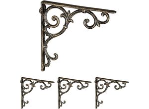 4052025411282 - Relaxdays - 4 x Regalwinkel antik Regalträger Gusseisen Barocke Ornamente Winkel für Regale Vintage Regalhalterung bronze