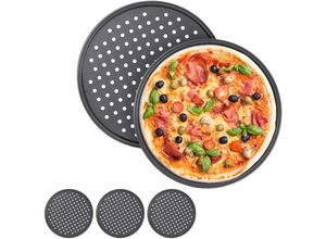 4052025413637 - Relaxdays - Pizzablech 5er Set rund gelocht antihaft Pizza & Flammkuchen Stahl Knusperblech ∅ 295 cm anthrazit