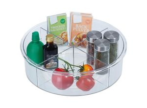 4052025414863 - Drehteller d 30 cm Ordnungssystem für Küche und Bad 4 Fächer drehbarer Kühlschrank Organizer transparent - Relaxdays