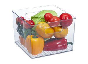 4052025414900 - Kühlschrank Organizer Aufbewahrung von Lebensmitteln hbt 155x21x21 cm Küchenbox mit Griffen transparent - Relaxdays