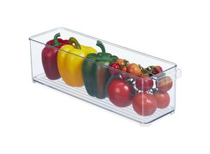 4052025414924 - Relaxdays - Kühlschrank Organizer Aufbewahrung von Lebensmitteln HxBxT 10x365x10 cm Küchenbox mit Griff transparent