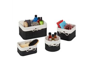 4052025415143 - Aufbewahrungskorb Set 4er Set aus Bambus Aufbewahrungsbox für Regal & Schrank Bad 4 Größen schwarz  creme - Relaxdays