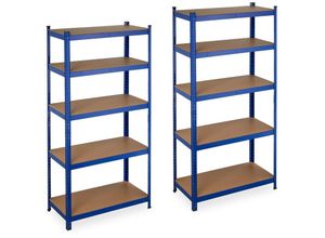 4052025416256 - Relaxdays - 2 x Schwerlastregal Traglast 875 kg 5 Ebenen zum Stecken Keller Garage Stahl HxBxT 180 x 90 x 45 cm blau