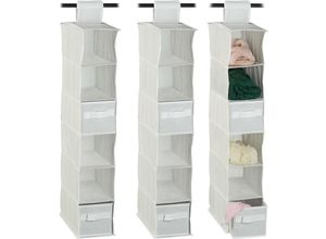 4052025416485 - 3 x Hängeregal Stoff Hängeaufbewahrung 6 Fächer 2 Schübe für Kleiderschrank HxBxT ca 82 x 145 x 30 cm weiß