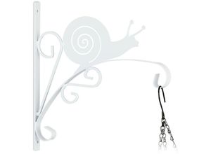 4052025417680 - Blumenampel Halterung Schnecke Wandmontage HxBxT 30 x 305 x 2 cm Blumenhaken außen & innen Eisen weiß - Relaxdays