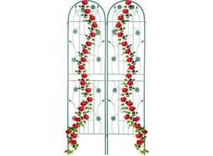 4052025417833 - Rankgitter 2er Set HxB 200 x 50 cm freistehend Rankhilfe zum Stecken Kletterpflanzen Blumenspalier grün - Relaxdays