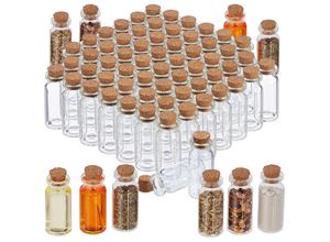 4052025418014 - Mini Glasflaschen mit Korken 72er Set kleine Glasfläschchen zum Befüllen 10ml Deko Fläschchen transparent - Relaxdays