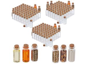 4052025418038 - Relaxdays - 216 x Mini Glasflaschen mit Korken kleine Glasfläschchen zum Befüllen 10ml Deko Fläschchen Glas transparent