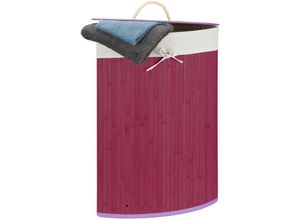 4052025418502 - 1 x Eckwäschekorb Bambus faltbare Wäschebox 60 Liter platzsparend Wäschesack Baumwolle 65 x 495 x 37 cm violett